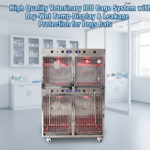 EUR VET Factory Supply Professional Stainless Steel Pet Hospital Cage Model EC-10 Electric Powered Infusion Rods Brake Wheels - Product Image 1
