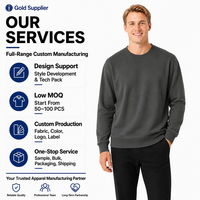 Sweat-shirt à col rond surdimensionné personnalisé pour homme, en coton molletonné, pull uni, sweat-shirts vierges de haute qualité, fabricant OEM