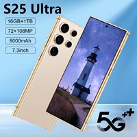 Smartphones S25 Ultra Originaux 16 Go + 1 To 4G LTE Double SIM Écran 2K de 7,3 Pouces Batterie 8000 mAh 120 Hz Deca Core Global