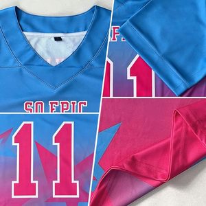 Camiseta de Fútbol Personalizada Sublimada con Cuello en V, Absorbente de Humedad, Manga Corta, Uniformes de Poliéster/Algodón para Hombres y Mujeres, Deportes - Product Image 4