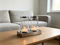 Porte-bougie Hurricane, élégant chandelier à tige haute, bougie pilier en option, taille et finition personnalisables pour table de mariage et décoration intérieure