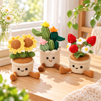 Ornement en crochet unique et tendance, plante artificielle en pot, tournesol, cactus, fraise, pour décoration intérieure et cadeau