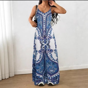 <span class=keywords><strong>Tuta</strong></span> da donna stampata stile bohémien, casual estiva, versatile, <span class=keywords><strong>con</strong></span> scollo a V e spalline, pantaloni a gamba larga - Product Image 2