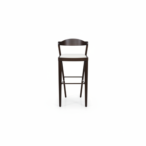 Modern Classic Wooden <b>Bar</b> <b>Stool</b> with Curved Backrest and <b>Comfortable</b> Upholstered Seat for Home and Hotel Use - Product Image 2