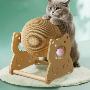 Roller <b>Scratching</b> Ball Toy Cartoon Pet <b>Scratching</b> <b>Post</b> Self-Entertaining Boredom-Busting Indoor Wood Ball - Product Image 1