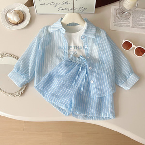 Set di <span class=keywords><strong>Abbigliamento</strong></span> Estivo per Bambine da 1 <span class=keywords><strong>a</strong></span> 10 Anni, Completo Casual con Camicia, Canotta e Pantaloncini, Set Tre Pezzi - Product Image 4