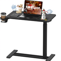 Table de lit réglable FLEXISPOT H7 avec roulettes pneumatiques, bureau mobile pour ordinateur portable, pour hôpital et usage domestique (noir métallique)