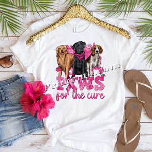 卸売女性用Tシャツ、リボンデザインプリント、乳がん啓発用熱転写ビニール販売中 - Product Image 1