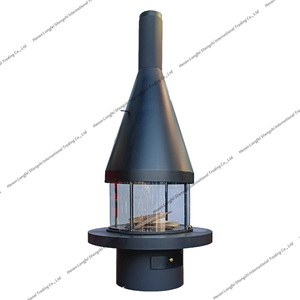 Poêle à bois de 1200mm de diamètre entourant une cheminée suspendue à flamme décorative en verre - Product Image 1