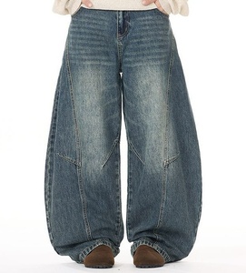 Jeans Vintage Casual con Zip e Logo Personalizzato per Uomo, Stile Streetwear, Gamba Larga a Forma di Scimitarra, Denim Dritto per Autunno ed Estate - Product Image 1