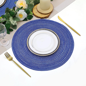 Round Brown Cotton Placemat for <strong>Wedding</strong> Luxury Square Woven Disposable Placemats Knitted Paper Waterproof Plaid Style - Product Image 4