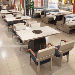 <span class=keywords><strong>Table</strong></span> <span class=keywords><strong>de</strong></span> Hot Pot en Granit Commercial avec Plaque <span class=keywords><strong>de</strong></span> Cuisson à Induction Intégrée et Barbecue Sans Fumée, <span class=keywords><strong>Table</strong></span> et Chaises Personnalisées - Product Image 4