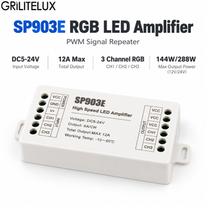 Amplificador de Señal RGB de Bajo Voltaje SP903E, Módulo Repetidor PWM de 3 Canales DC5-24V para Tiras de Luces RGB - Product Image 1