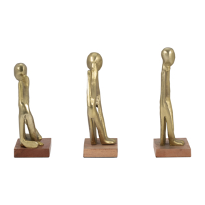 Set di 3 sculture astratte in metallo dorato per decorazioni per la casa, soggiorno, ufficio, espositori da scaffale, stile moderno boho - Product Image 3