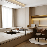Meuble de rangement familial pour chambre d'hôtel, lit en bois sur mesure, armoire tatami avec bureau, armoire de rangement pour vêtements, appartement moderne, villa