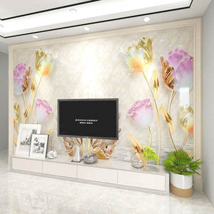 3D Bijoux Fleur Tv Fond Mur Papier Peint Moderne Minimaliste Mural Film Et Télévision Papier Peint Revêtement Mural Personnalisation - Product Image 3