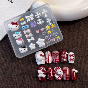 Molde de silicona <span class=keywords><strong>para</strong></span> decoración de <span class=keywords><strong>uñas</strong></span> con diseño de la caricatura KT Cat Bow Love Cross, herramienta <span class=keywords><strong>para</strong></span> decoración de <span class=keywords><strong>uñas</strong></span>. - Product Image 1