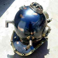 Casque de plongée antique en laiton, rond, décoratif, style nautique, artisanat en métal moulé, objet de collection