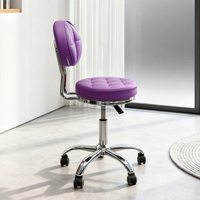 Tabouret de beauté réglable en métal poulie de levage tabouret rotatif à cils chaise de laboratoire avec dossier pour salon de coiffure utilisation salon de coiffure