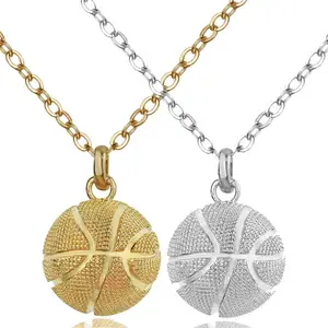 Fashion Hip Hop Sports Link Chain Clubs Necklace Stainless Steel Large Basketball Pendant Necklace