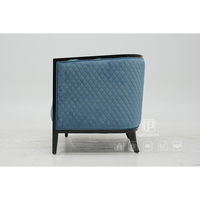 Fabriqué en Chine, fauteuil en tissu matelassé bleu de haute qualité, cadre en bois foncé courbé, chaise de salon