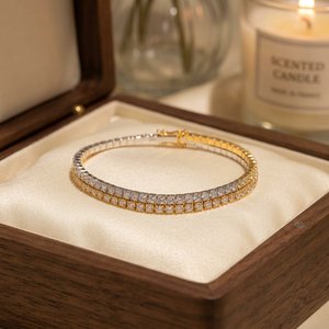 Bracelet tennis en argent 925 avec moissanite taille baguette, finition jaune, bijoux fins, cadeau de mode pour femme, chaîne de poignet - Product Image 3