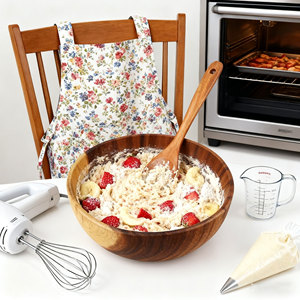 Tự nhiên Keo Gỗ Lớn salad phục vụ bền trái cây Bát đặt với kẹp đặt - Product Image 4