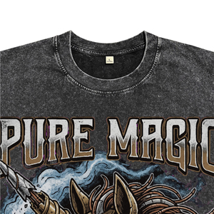 Oversized Black Acid Wash Streetwear Breathable Cotton Men's <b>T</b>-<b>Shirts</b> Custom Steampunk <b>Unicorn</b> DTG Print Tees for Wholesale - Product Image 4