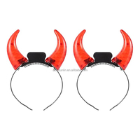 Serre-tête lumineux LED personnalisé avec logo, motif cornes de diable, pour fêtes, Halloween, Pâques et Noël – Vente en gros