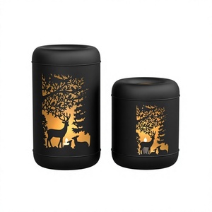 Juego de 2 Portavelas de Hierro con Recubrimiento Negro, Tipo Huracán, para Decoración Navideña, Resistentes al Calor, Gran Venta - Product Image 1