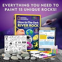 Kit de peinture sur pierre qui brille dans le noir NATIONAL GEOGRAPHIC pour enfants - 15 galets de rivière et 15 couleurs de peinture, fournitures de bricolage en papier, Chine