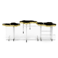 Table d'appoint de salon moderne, simple et luxueuse pour la maison Table basse imbriquée en acrylique et en marbre naturel unique