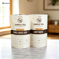 Sachets de thé en gros de qualité alimentaire, pochettes verticales personnalisées avec logo imprimé, refermables à fermeture éclair pour l'emballage du thé