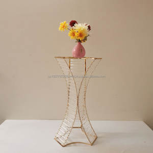 Soporte de Metal para Florero en Forma de Trompeta LANJO, Centro de Mesa de Acrílico y Cristal Dorado, Soporte de Metal Delgado para Flores - Product Image 5