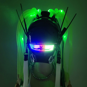 <span class=keywords><strong>Cyberpunk</strong></span> Máscara Casco Máscara futurista, LED Bluetooth con trenzas Máscara Cosplay Halloween Fit Party Music Festival - Product Image 2