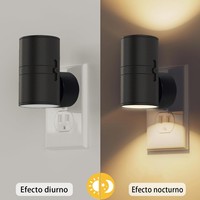 Lampe murale LED moderne pour chambre à coucher, à brancher, avec variateur d'intensité 0-100%, capteur crépusculaire, fonction veilleuse blanc chaud