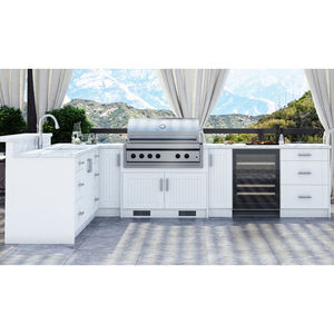 Ensemble complet de meubles de cuisine extérieure blancs en acier inoxydable, style américain, pour rangement de jardin et armoire de cuisine extérieure - Product Image 2