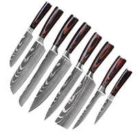 Xyj couteaux de Chef de cuisine en acier inoxydable, couteau de cuisine avec manche en bois, couteau de kunai 8 pièces