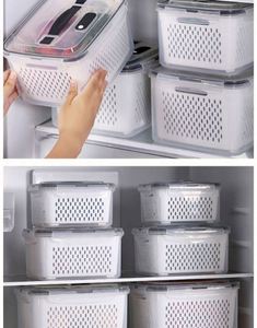 2-in-1 Rectangle Small Transparent Eco-Friendly Plastic PP Fruit Container Fridge Organizer <b>Kitchen</b> Cabinet <b>Storage</b> <b>Boxes</b> - Product Image 3