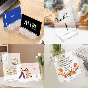 Alta chiaro acrilico biglietti da visita <span class=keywords><strong>Display</strong></span> Rack Base Stand di nozze segno di visualizzazione titolare per il tavolo numero titolare