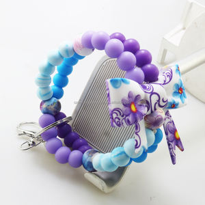 Portachiavi Braccialetto con Fiore Margherita 3D e Grande Fiocco Intrecciato, Design Primaverile, Stampa UV su Gomma per Bambini - Product Image 6