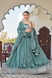 Proveedor con el Mejor Precio de Surat, Lehenga Choli para Mujer de Alta Demanda, Ropa Tradicional India para Bodas y Fiestas, Seda Pesada de Secado Rápido - Product Image 5