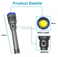 Lampe torche LED rechargeable étanche IP44 de 8000 lumens avec zoom et faisceau réglables pour le camping en plein air