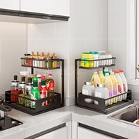 Keukenlade 2-laags onderkast opbergorganizer metalen uittrekbare kastorganizer voor badkamer en keuken