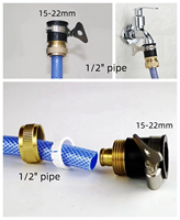 Adaptateur universel de robinet en caoutchouc avec pince en acier inoxydable Connecteur en laiton pour robinet et tuyau de jardin de 1/2"