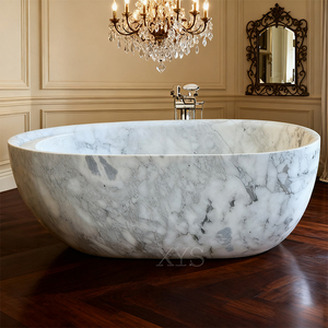 Hand-Carved Natural Marble <strong>Bathtub</strong> For Indoor Use Easy To Clean With Drainage System - Product Image 2