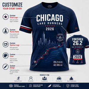 Camiseta de Maratón Personalizada Inspirada en Chicago 26.2, Uniforme del Club de Corredores Urbanos, Ropa Deportiva para Equipos - Product Image 6