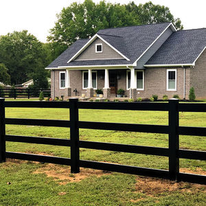 4-х рельсовый забор с порошковым покрытием, черный виниловый рельс, 6 футов, для лошадей, легко низкий для ранчо - Product Image 4