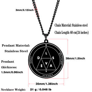 จี้สร้อยคอสแตนเลสสตีลลายรูปทรงห้าแฉกแห่งดาวอังคาร รุ่น HLSS254 รูปทรงลึกลับของกษัตริย์โซโลมอน พระองค์ที่สาม  แบบตัดด้วยเลเซอร์ - Product Image 4