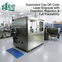 Machine de marquage laser automatique pour bouchons de biberons avec code QR, intégrant la collecte de données, la détection, le rejet et la traçabilité